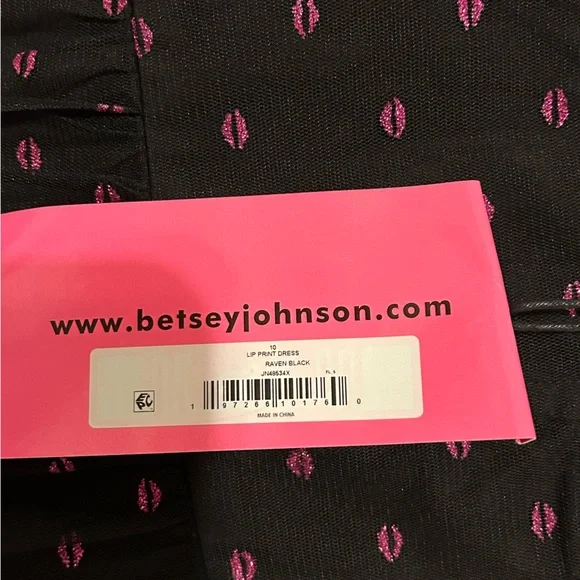 NWT BETSEY JOHNSON Women's 💋💋💋Raven Black Tulle Mesh Valentine’s Day Dress - Picture 4 of 10